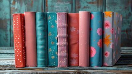 Composition with notebooks on white wooden background