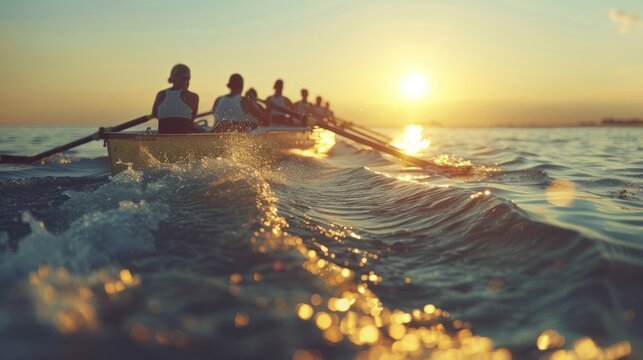a powerful image of a women's rowing team, AI Generative