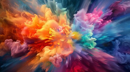 Fototapeta na wymiar A swirling explosion of colors, depicting the reaction of two chemicals in a vivid splash. This image brings to life the energetic and vibrant clash of substances, AI Generative