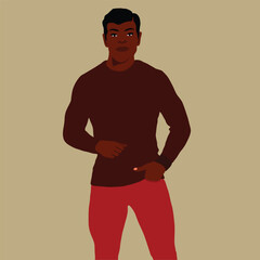 Fototapeta premium Young stylish black man in elegant style vector