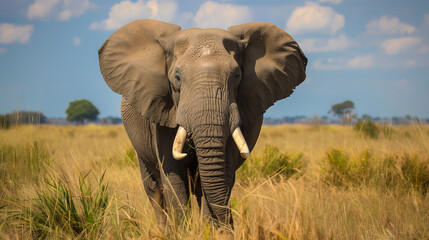 Realistic elephant in the savanna