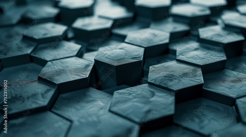 Poster abstract geometric background composed of intricately connected hexagons, ai generative