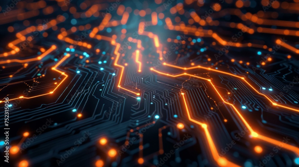Poster abstract, futuristic technology concept, data coursing through digital pathways, a visual representa