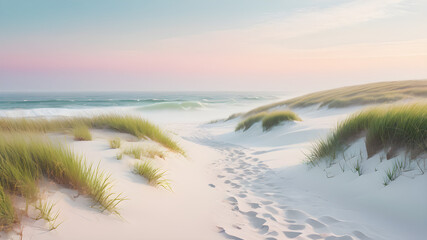 Fototapeta na wymiar Sun-kissed Beach Paradise with Turquoise Waves and Palm Trees