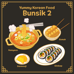 Yummy Korean foos Bunsik illustration 2, Vector set