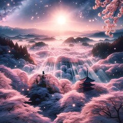 桜光彩 - Cherry Blossom Radiance - obrazy, fototapety, plakaty