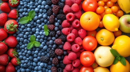 Naklejka na ściany i meble food background of variety fruits