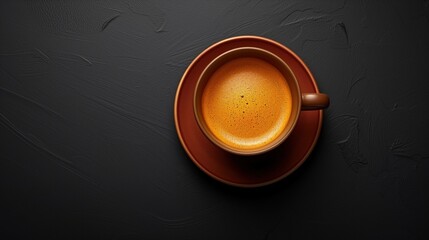 cup of coffee top view - obrazy, fototapety, plakaty