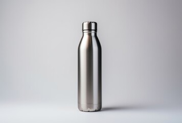 With urban energy, a silver water bottle is placed on a white background.