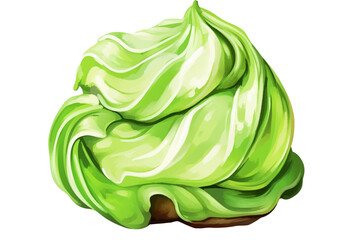 Obraz premium Matcha Ice Cream single object watercolor illustration isolated on white background for removing background
