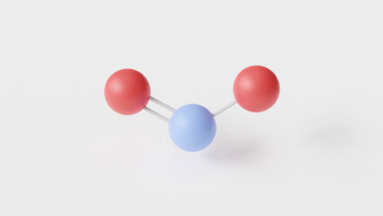 nitrogen dioxide molecule 3d, molecular structure, ball and stick model, structural chemical formula nitrogen oxides