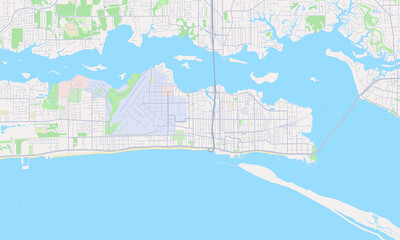 Fototapeta na wymiar Biloxi Mississippi Map, Detailed Map of Biloxi Mississippi