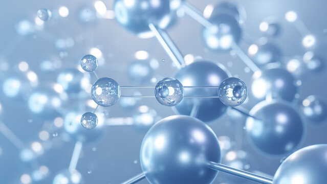 ethenone molecular structure 3d, flat model, ketene, structural chemical formula view from a microscope