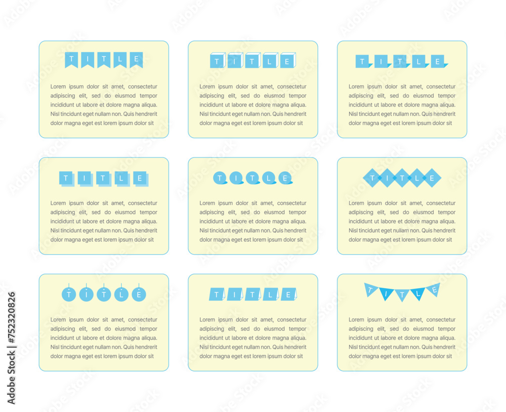 Poster a set of editing templates in a minimalist style. title frame designs in various shapes. title frame