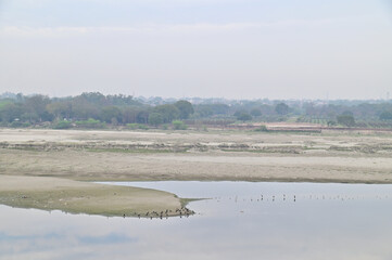 Yamuna River Near Taj Mahal in Agra, Uttar Pradesh, India