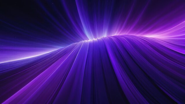 Abstract 3D aurora, hues of purple radiating over a silky texture, embodying business technology sophistication, background design, ultra-realistic, octane rendering