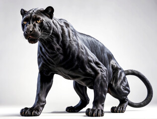 A black panther ready to snap against a white background - obrazy, fototapety, plakaty