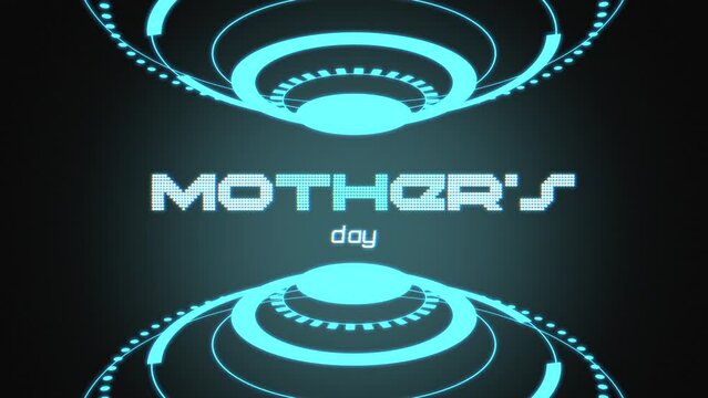 A colorful design featuring a circular pattern in blue and purple with the words Mothers Day in the center. Celebrate and honor moms with this vibrant image
