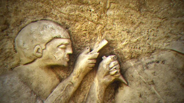 Presentation of Ancient Egyptian Remains with Slide Projector. 02.