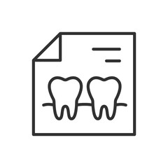Dental chart, linear icon. A document with information about dental health. Line with editable stroke