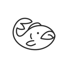 Fish with open mouth, linear icon. Line with editable stroke