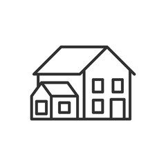 House with annex, linear icon. Line with editable stroke