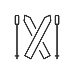 Skis, linear icon. Line with editable stroke