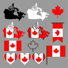 Canada. Map and flag of Canada. Vector illustration.	
