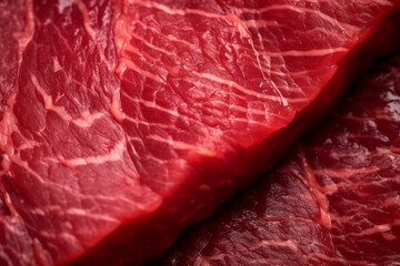 Close-Up of Raw Beef Texture Emphasizing Meat Quality.
