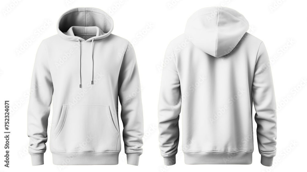 Wall mural White hooded sweatshirt mockup set, cut out