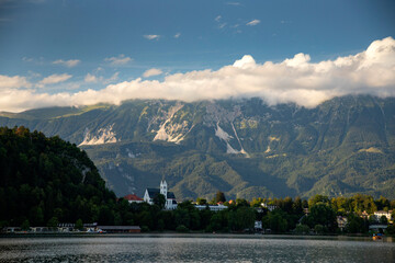 Famous alpine Bled lake (Blejsko jezero) in Slovenia