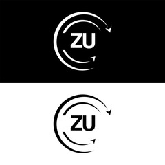 ZU letter  logo minimal unique and simple logo design, ZU creative modern monogram logo style
