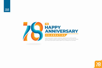 18th happy anniversary celebration with orange and turquoise gradations on white background.