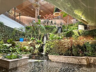 Artificial garden with waterfall