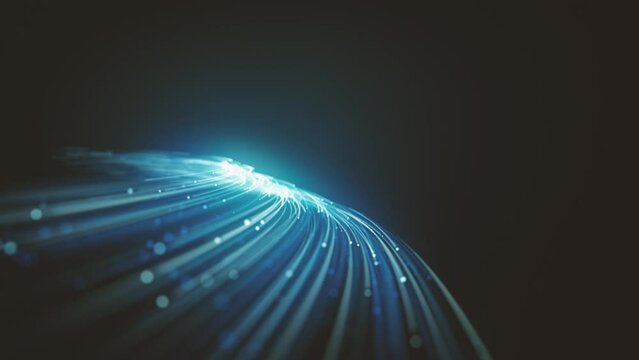 Abstract Swirling And Flowing Lines Background/ Animation of an abstract technology background with waving light particles and depth of field blur