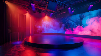A Splash of Colors in the Minimalist TV Talk Show Studio 