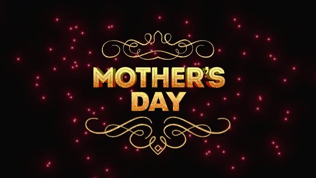 Bold and elegant, this image celebrates Mothers Day in a classic way. The red and gold text stands out against the black background with a stylish touch
