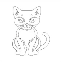 Cartoon Cat Vector outline drawing | Cat outline vector