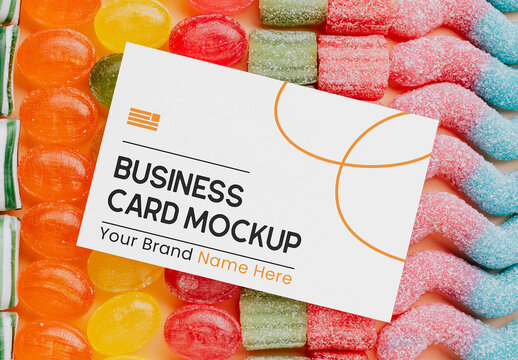 Business Card on Candies Mockup
