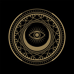 mysterious golden magical logo vector design