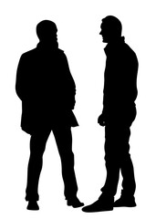 Young people in fashionable clothes on the street. Isolated silhouettes on white background - 752329473
