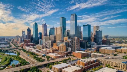 Dallas Cityscape Elegance: Captivating Aerial Perspective of Urban Splendor