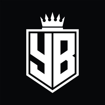 recommend clip art: YB Logo monogram bold shield geometric shape with crown outline black and white style design