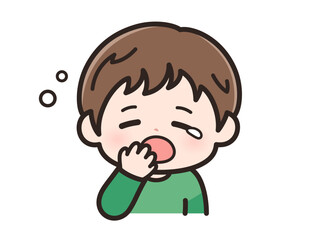 眠いの男の子の顔