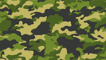Green camouflage pattern background. Military camouflage seamless pattern background. Vector illustration.