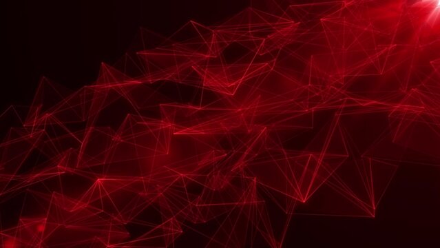 Connected red plexus lines and dots move from left corner to right , seamless loop with light ray. High quality 4k footage