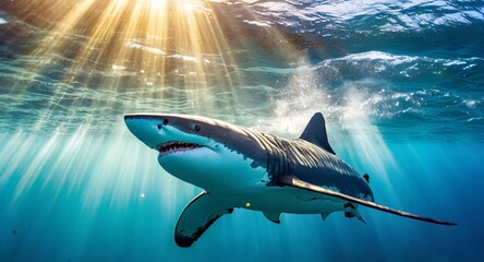 Great White Shark in Under water Sea
