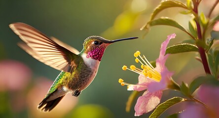Humming Bird Vibrant colors closeup shot