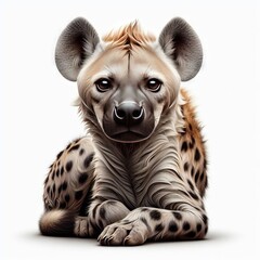 hyena in front of white background