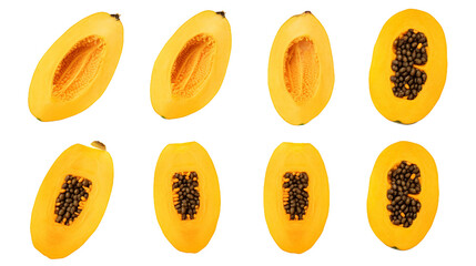 Papaya Slices on Transparent Background - Tropical Fruit Illustration for Web and Print